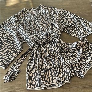 Victoria's Secret Leopard Print Kimono Romper Pajamas